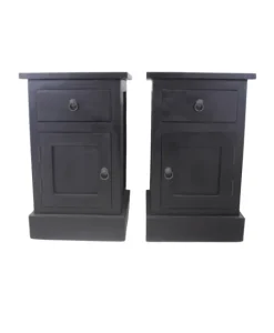 2 Zwarte houten nachtkastje