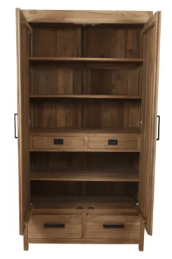 Dichte opbergkast teak hout 110cm