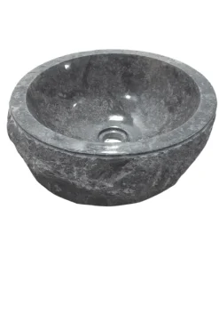 Grijze Marmeren Wasbak – Rond met Ruwe Buitenkant