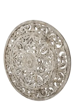 Grote ronde wanddecoratie 150 cm wit beige
