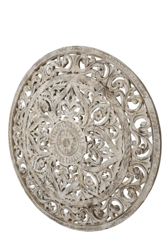 Grote ronde wanddecoratie 150 cm wit beige