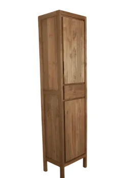 Hoge smalle teak houten badkamerkast 45x35x190 cm