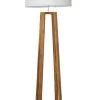 Houten Vloerlamp – Strak & Minimalistisch met Witte Kap