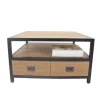 Industriële Salontafel van glad Teak hout en Metaal