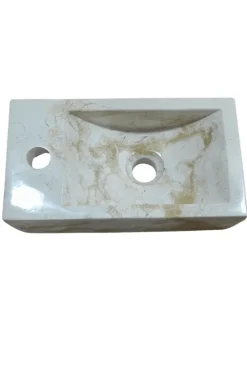 Klein Marmeren Toiletwasbakje – Crème Wit/Beige