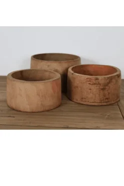 Kleine houten schaaltjes theelicht houders