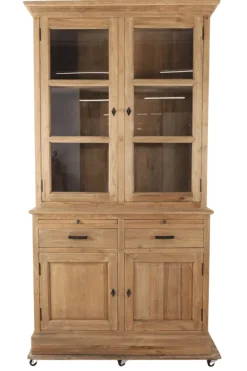 Kleine massief teak vitrinekast 120 cm