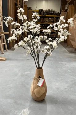 Mooie flessen vaas teak hout