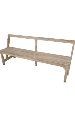 Oud Houten Schoolbankje met Rugleuning – 182x53x85 cm