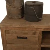 Oude houten pot met deksel en touw