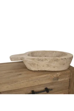 Oude houten schaal beige 70x45x15 cm