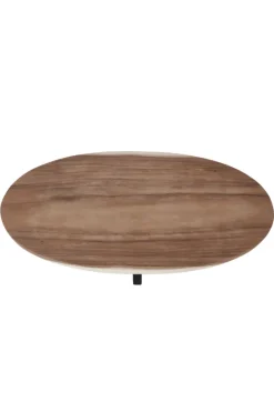 Ovale houten salontafel met metalen spinpoot