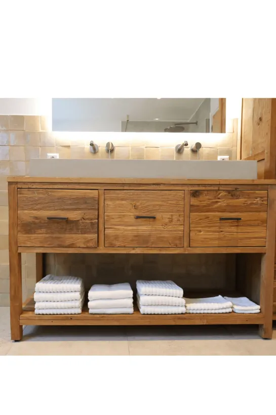 Robuust ruw teak badkamermeubel
