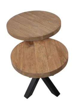 Ronde salontafel set teak met metaal