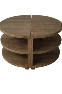 Ronde Teakhouten Salontafel – Uitschuifbaar & Met Plankjes