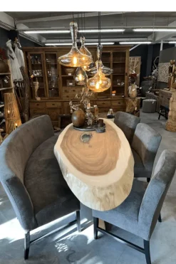Set van 3 eetkamerstoelen + eetkamerbank ovaal