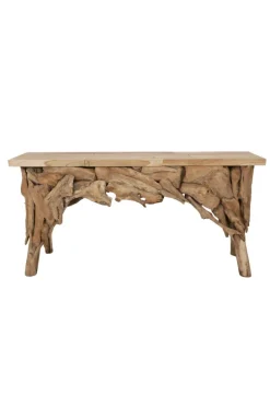 Stoere grove teak houten side table 160 cm
