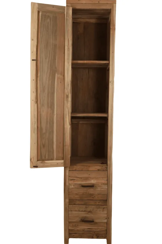 Stoere Ruwe Teakhouten Badkamerkast – 200 cm Hoog