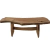 Teak Houten Bankje met Boomstam blad