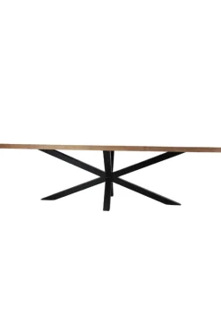 Teak houten eettafel 220 cm met zwart metalen matrixpoot