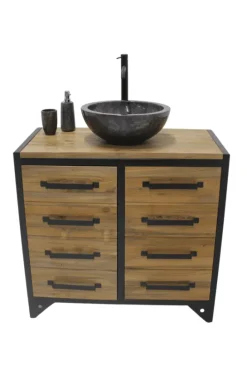 Teak houten klein dressoir industrieel