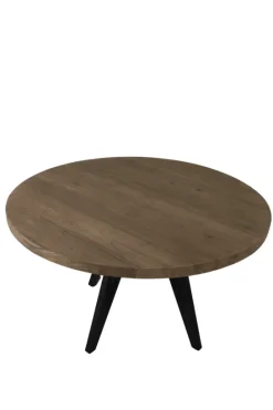 Teak houten ronde eettafel 130 cm met metalen poot