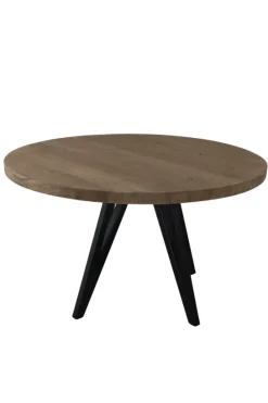 Teak houten ronde eettafel 130 cm met metalen poot
