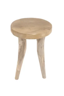 Teak rond krukje