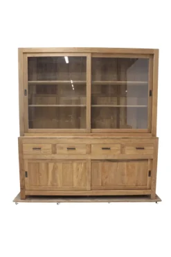 Teak vitrinekast 220 landelijke stijl