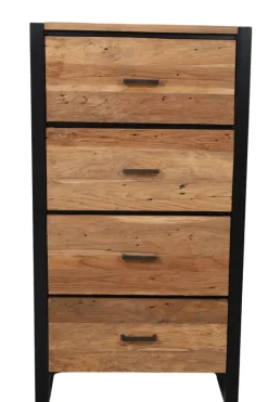 Teakhouten Ladekast met Metaal – Industrieel Design