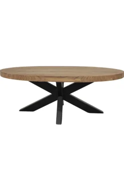 Teakhouten Ovale Salontafel – Landelijk & Industrieel 120×60 cm