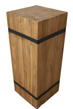 Teakhouten Pilaar met Metalen Strips