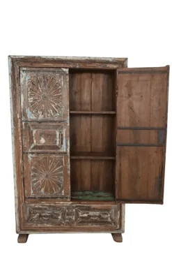 Unieke verweerde Indiase kast – authentiek en stijlvol 90 cm