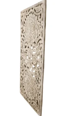 Wanddecoratie Houtsnijwerk Wit-Beige 180×90 cm