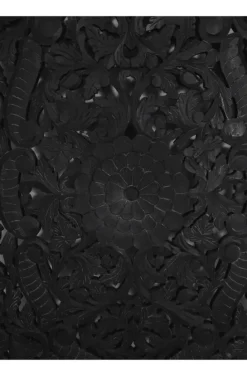 Wanddecoratie houtsnijwerk zwart 150×75 cm