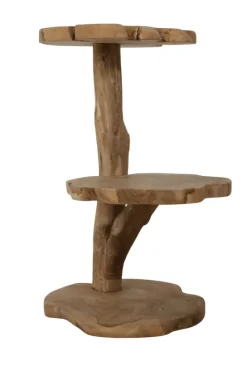 Wortel Teak Houten Kattenpaal / Plantentafel – 2 Plateau’s