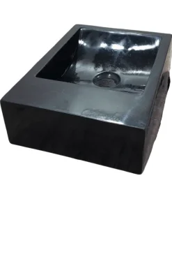 zwart rechthoekkig wasbakje voor het toilet 36×25 cm