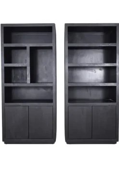 Zwarte vakkenkast 90x45x200 cm